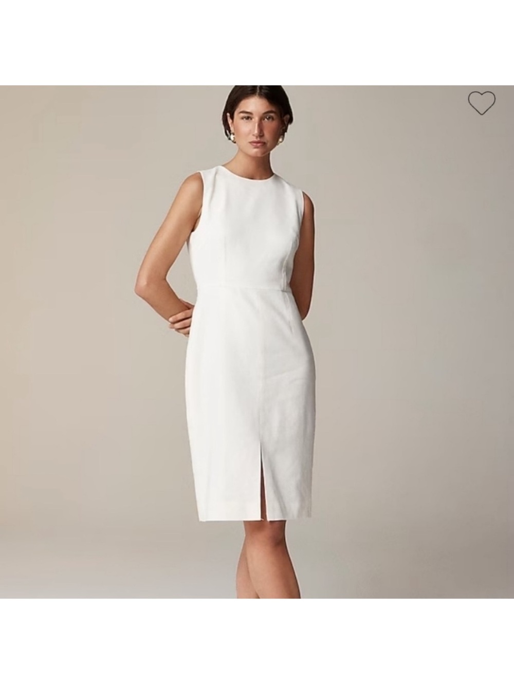 J. Crew High Neck Sheath Midi Dress in Stretch Linen Blend in Ivory